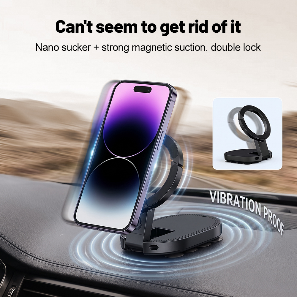 Mobile Electronics Gadgets - 360 ° 回転式3-in-1吸盤式マグネット携帯ホルダー 多角度調整可能 折りたたみ式マグネット携帯スタンド デスクトップブラケット