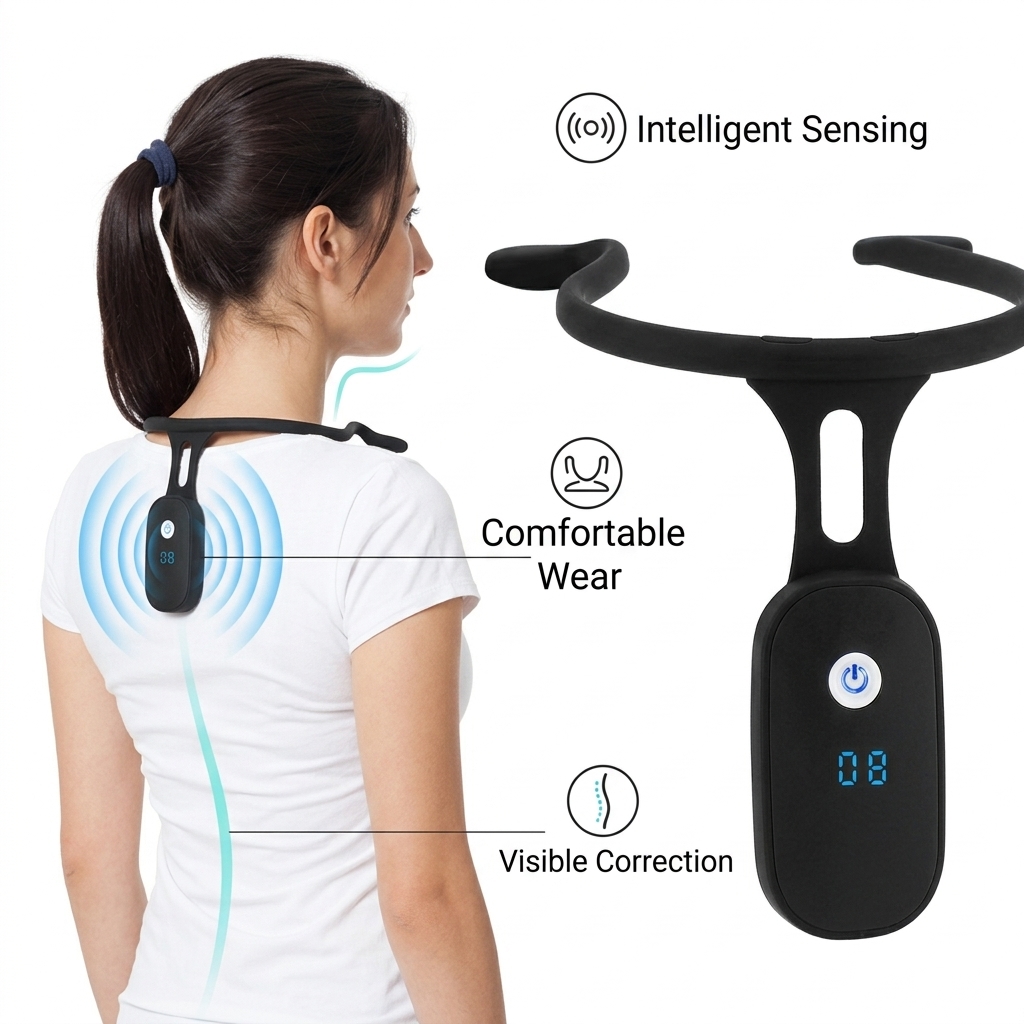 Smart Posture Sensor - 姿勢調整器 LCD ディスプレイ シリコン製バックブレース 目に見えない振動リマインダー USB