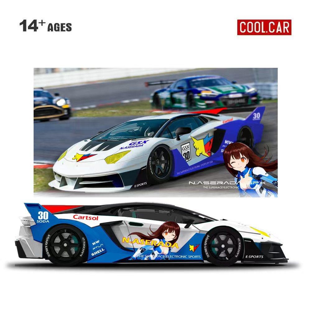 Electronic Gift - クールカー 1:64 GTEVO スーパーレース エレクトロニックスポーツペインティング シミュレーション合金車モデル
