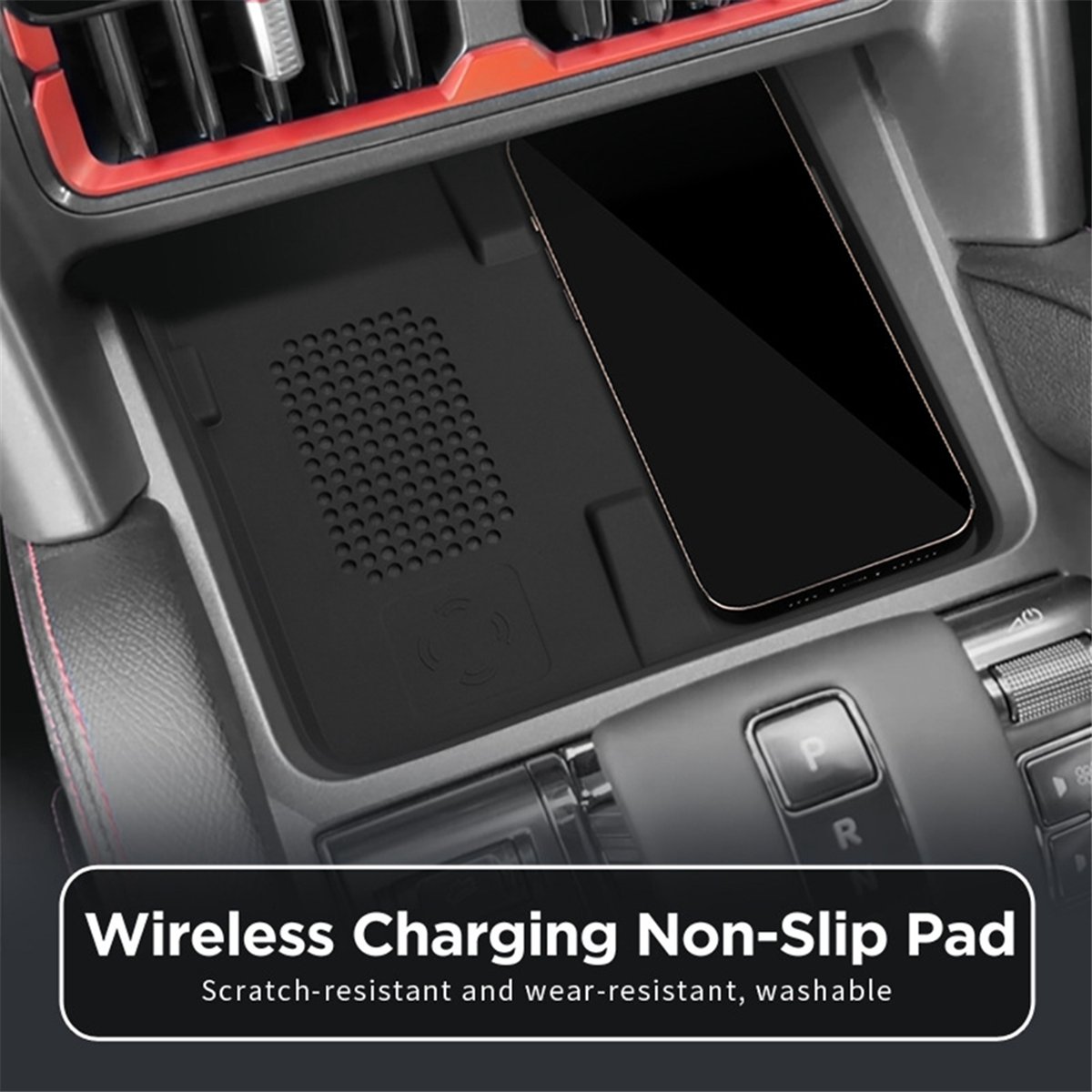 Wireless Phone Charger Pad - BYD SHARK 2024用 車載ワイヤレス充電パッド 超特価セール！滑り止め付きシリコン製保護マット、自動車用スマホ充電マット