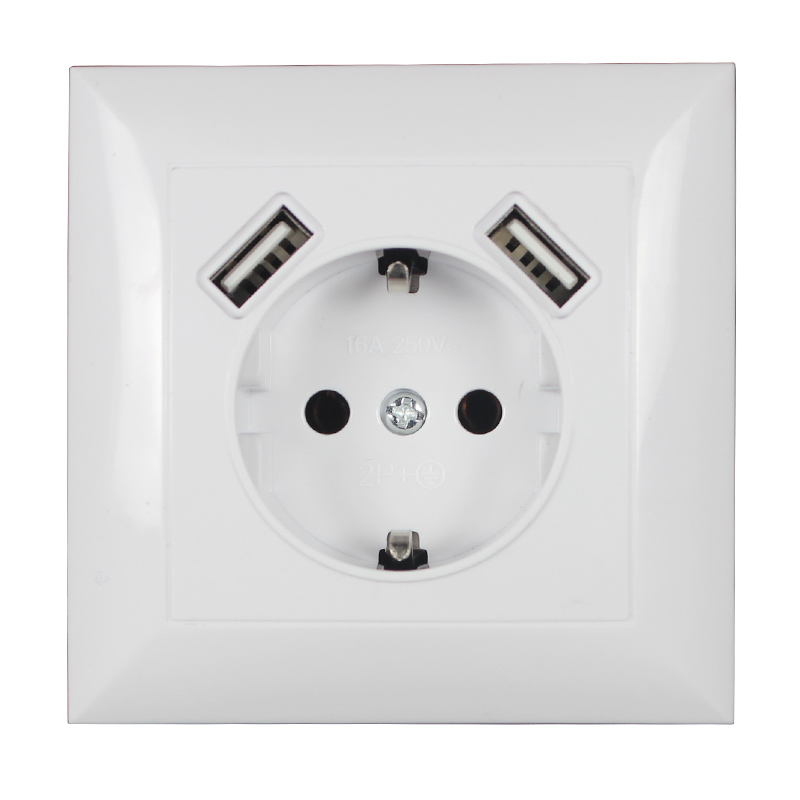 Electronics Home Gadgets - 新型壁掛け電子ソケット 5V2A EU規格電源コンセント デュアルホームUSBプラグ充電器付き電源ソケット USB V7-3搭載