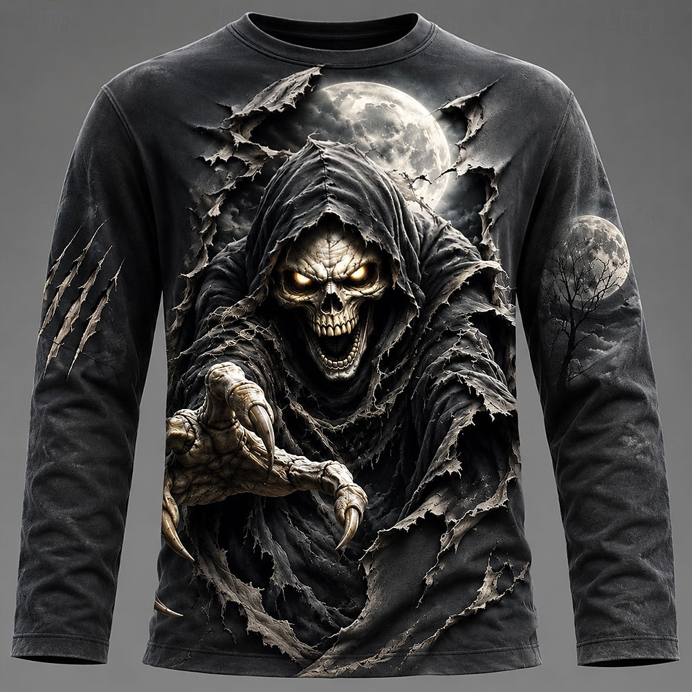 ハロウィン男性 3D グラフィックプリント長袖 Tシャツゴシ - Electronic Gift のレビューと価格