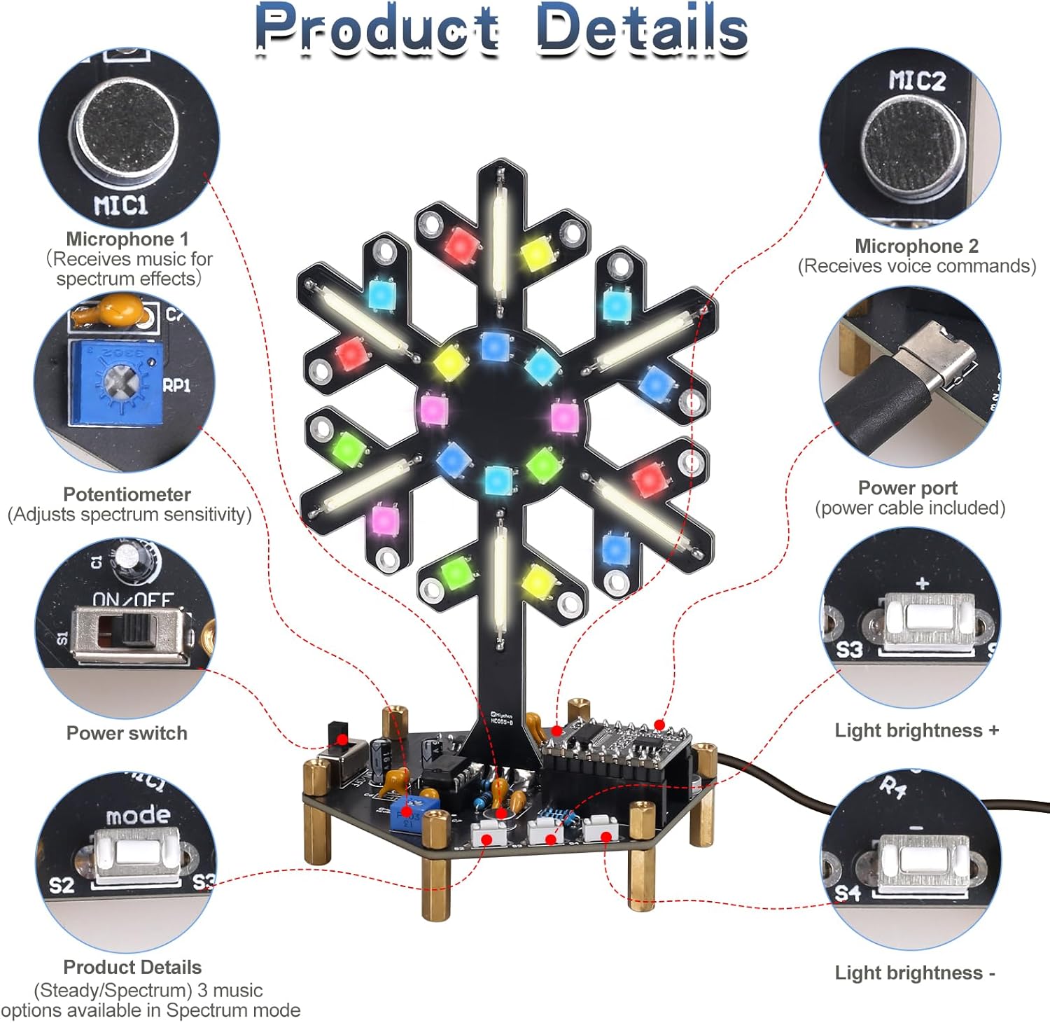 音声制御スペクトラムライトはんだ付け練習キット DIY LE - Electronics Home Gadgets のレビューと価格